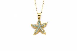 Handmade Gold Necklace Starfish Stones