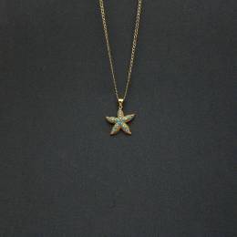 Handmade Gold Necklace Starfish Stones