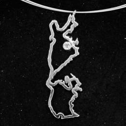 Handmade Silver Necklace Ithaca Map Outline
