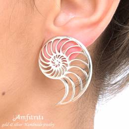 Handmade Sterling Silver Earrings Ammonite