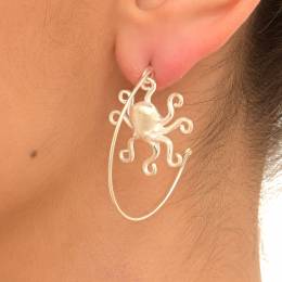 Handmade Sterling  Silver Earrings Octapus Loop