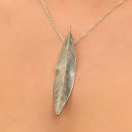 Handmade Silver Necklace Olive Leaf