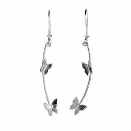 Handmade Silver Earring Hanging Butterflies