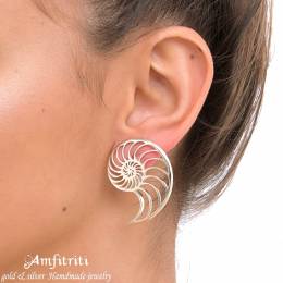 Handmade Sterling Silver Earrings Ammonite